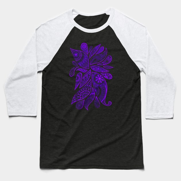 Abstract Zentangle Swirls Design (purple on black) Baseball T-Shirt by calenbundalas